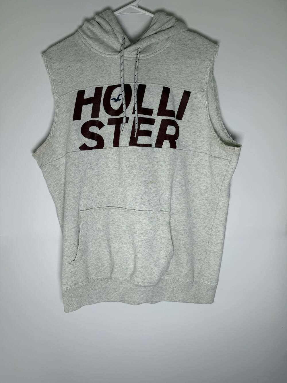 Hollister Men's Gray Sleeveless Hoodie Sweatshirt Size Large